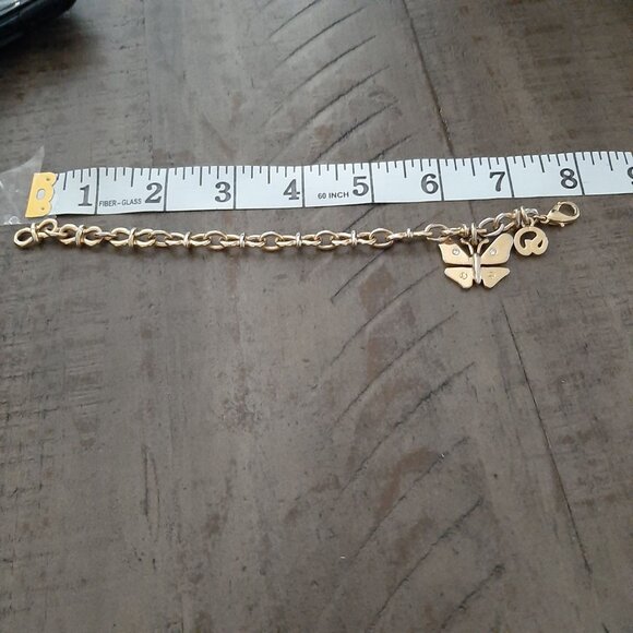 St. John gold tone Link Crystal Butterfly Charm Bracelet - Picture 2 of 4